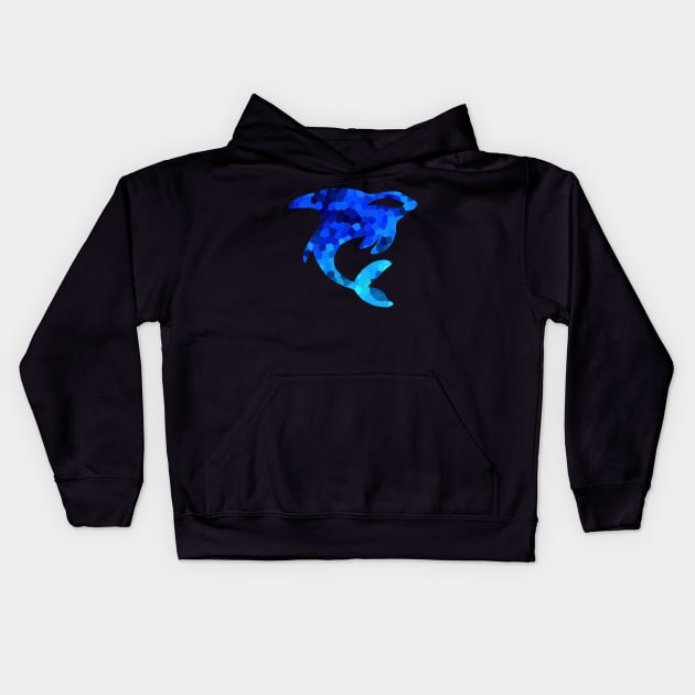 Orca Tattoo Blue Mosaic Kids Hoodie by ZeichenbloQ